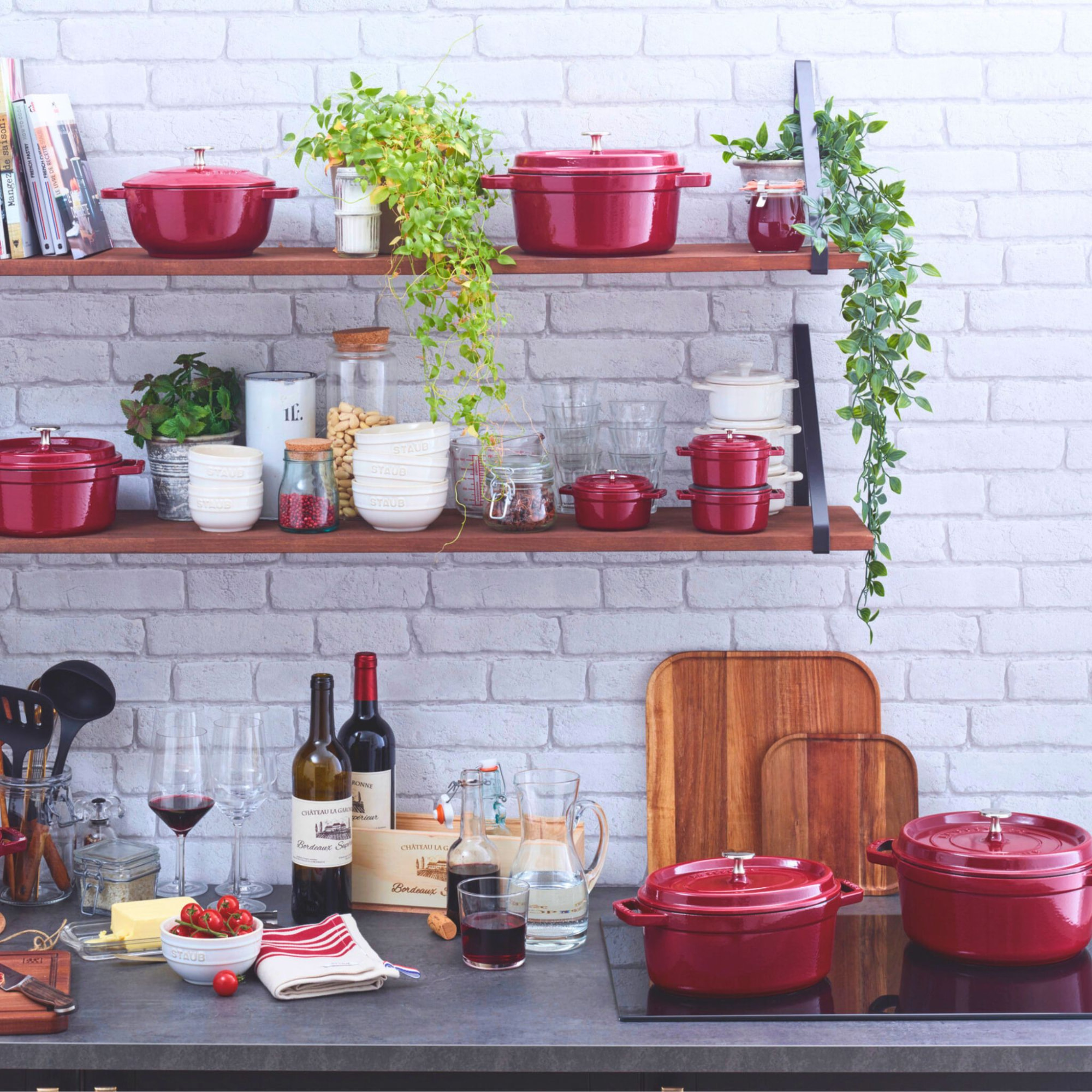 Cocotte 26 cm, Rond(e), Bordeaux, Fonte