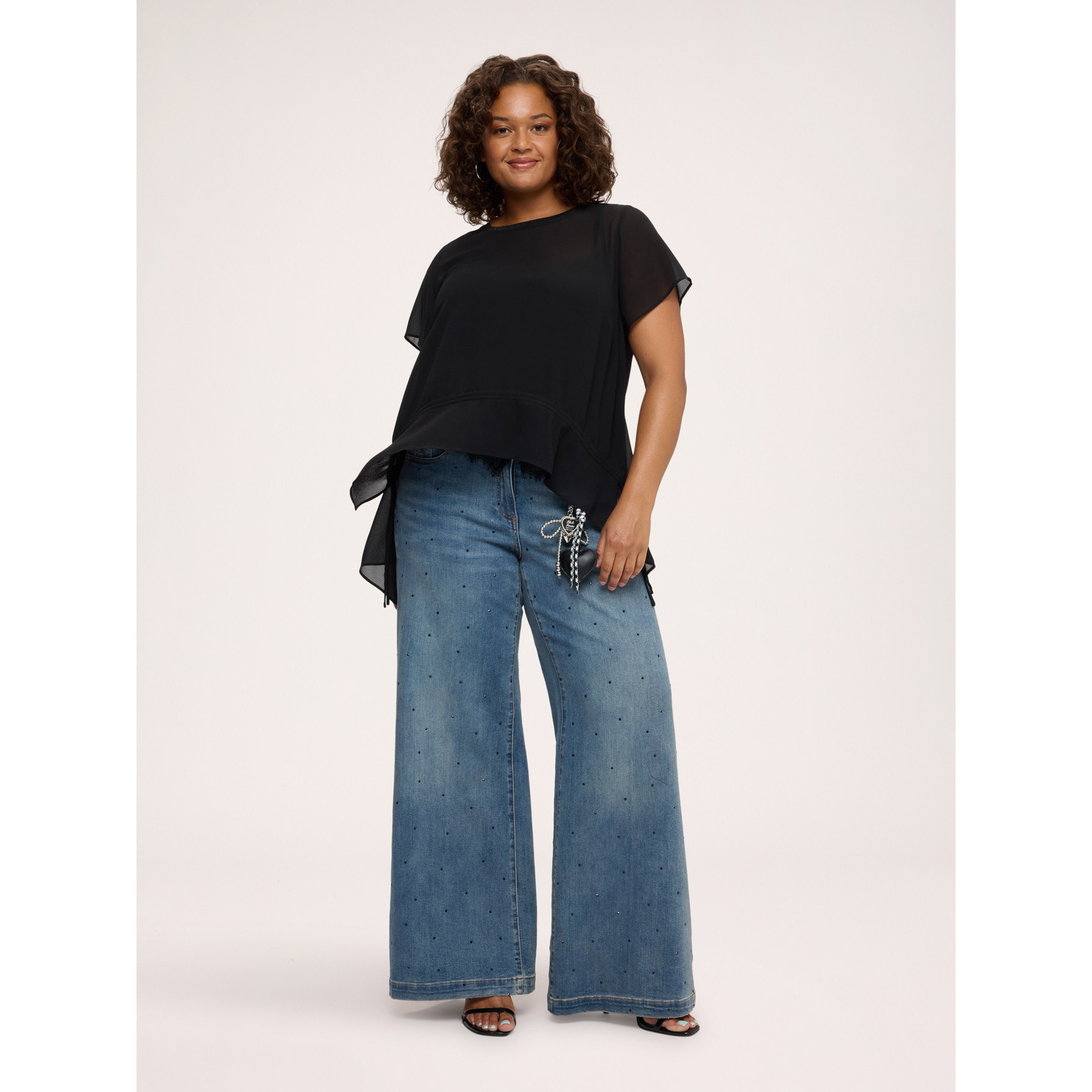 Fiorella Rubino - Blusa asimétrica en georgette - Negro