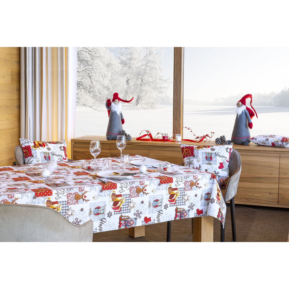 NOËL NAIVE -  Nappe de Noël 100% coton - plusieur dimensions