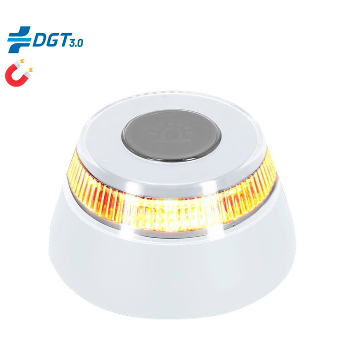 Baliza V16 geolocalizada Kershaw homologada DGT 3.0, LED ámbar 360°, 8 LEDs, visibilidad a 1km, resistente a agua y viento, pilas incluidas.