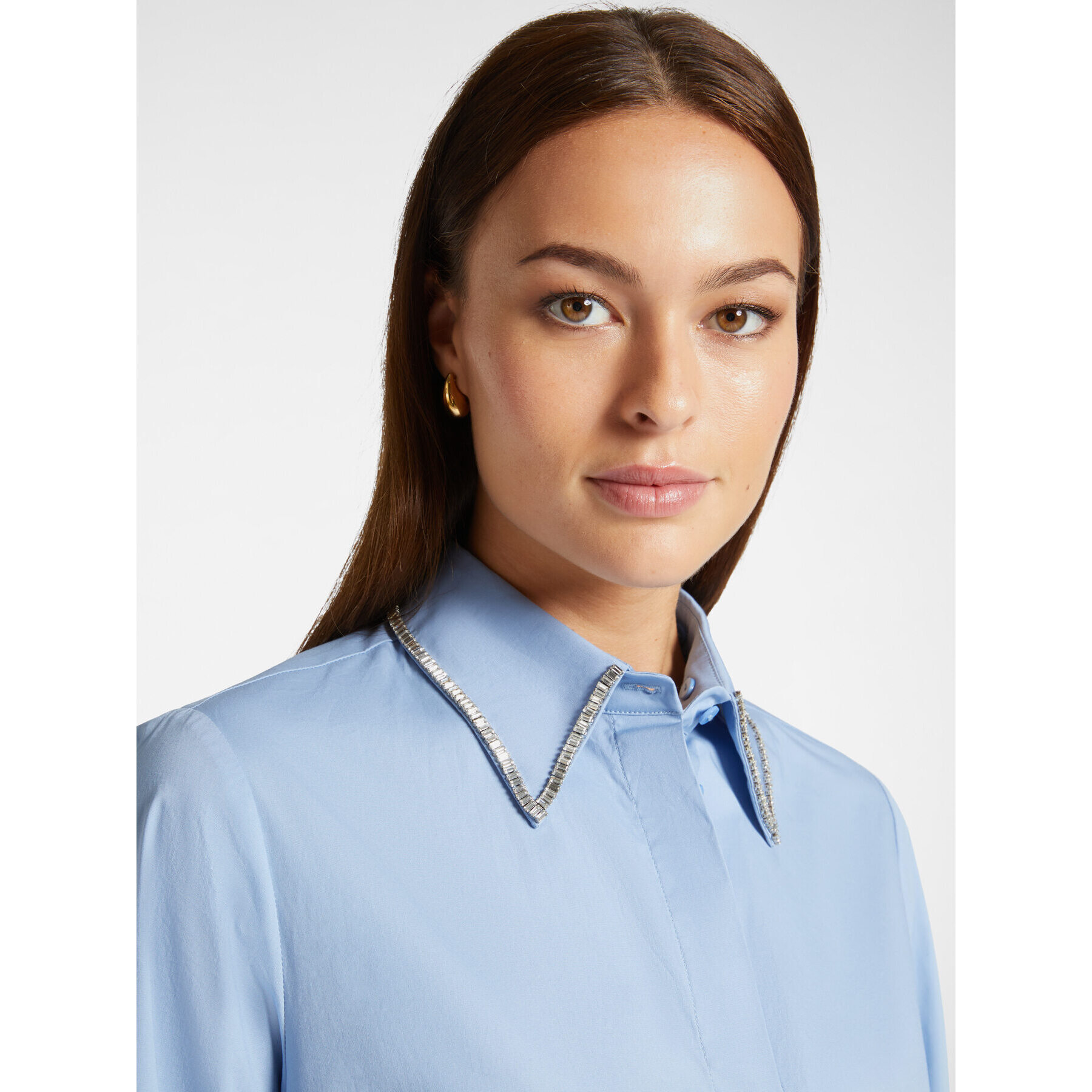 Elena Mirò - Camisa con cuello desmontable bordado - Light - blue