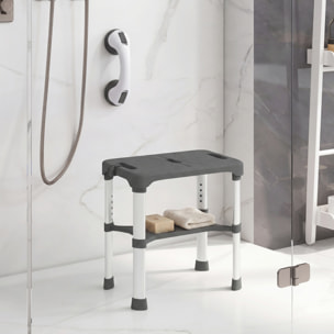 Tabouret de douche réglable avec poignée ventouses étagère support pommeau intégrés