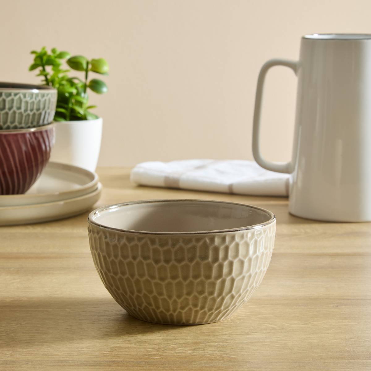 Bol à motifs Ella 65cl beige