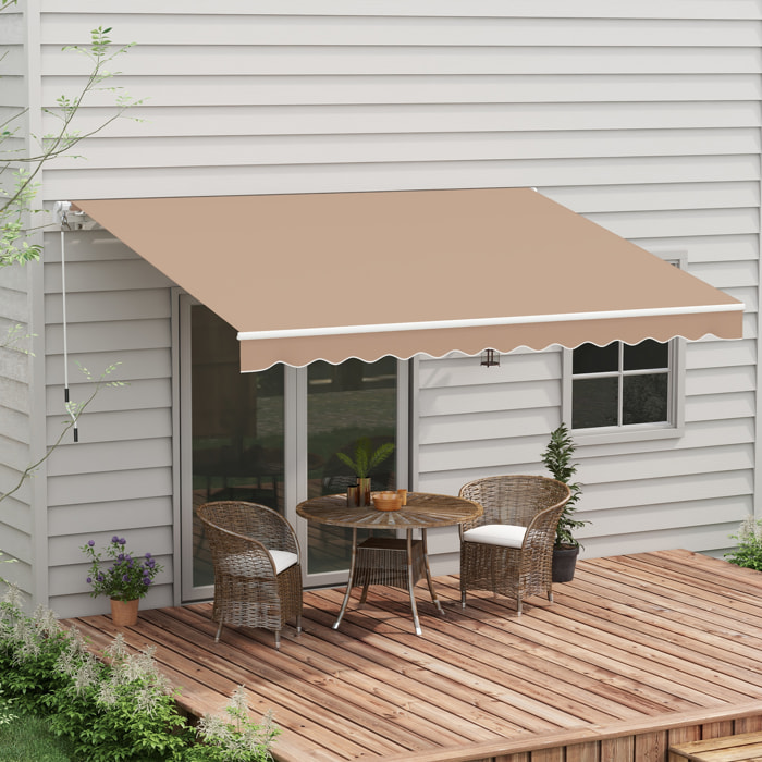 Toldo Manual Retráctil 350x250 cm Toldo para Balcón con Manivela de Metal Impermeable y Anti-UV Toldo Enrollable de Exterior para Jardín Terraza Ventanas Marrón