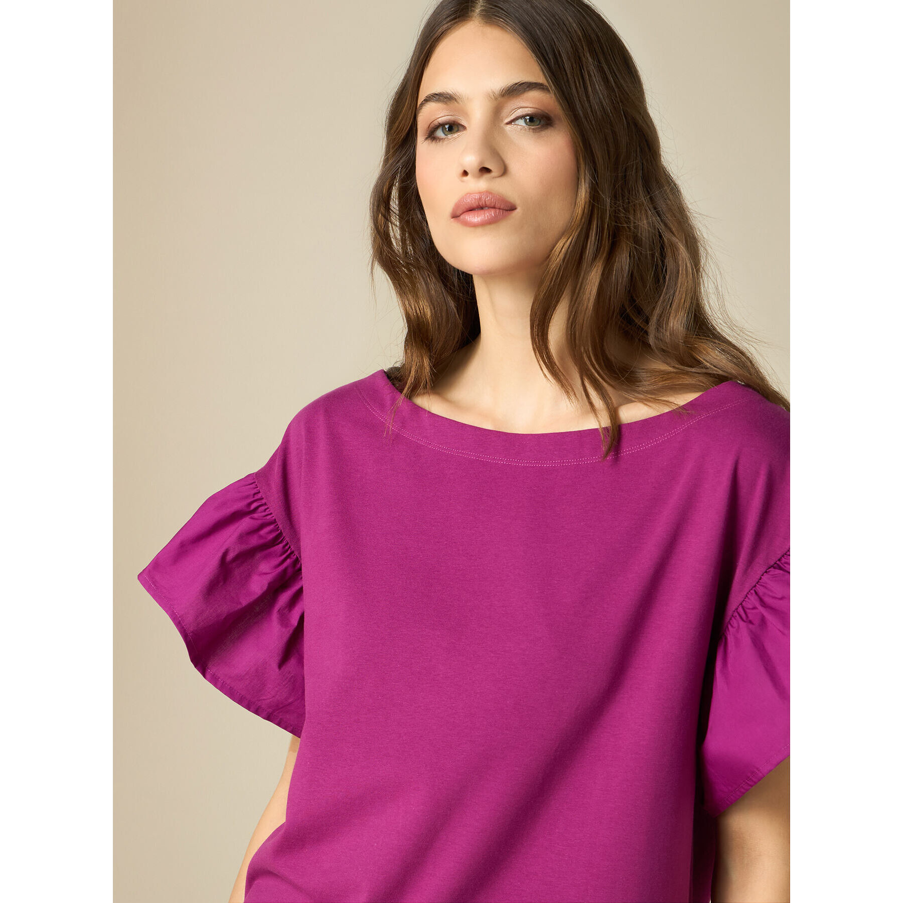 Oltre - T-shirt con maniche corte ad aletta - Viola