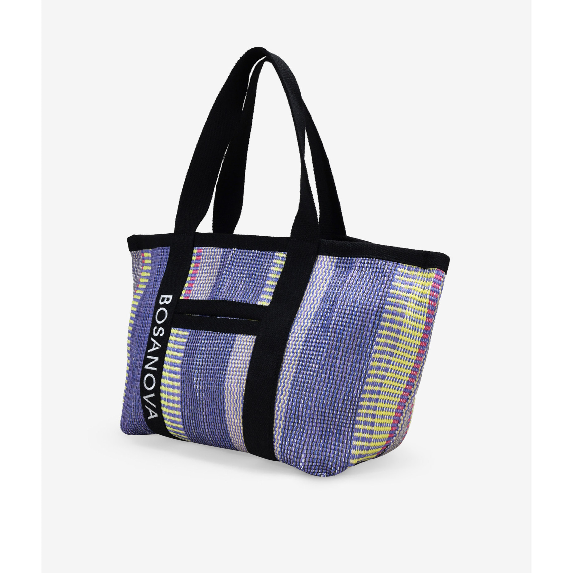 Bolso tote lila en rafia con rayas