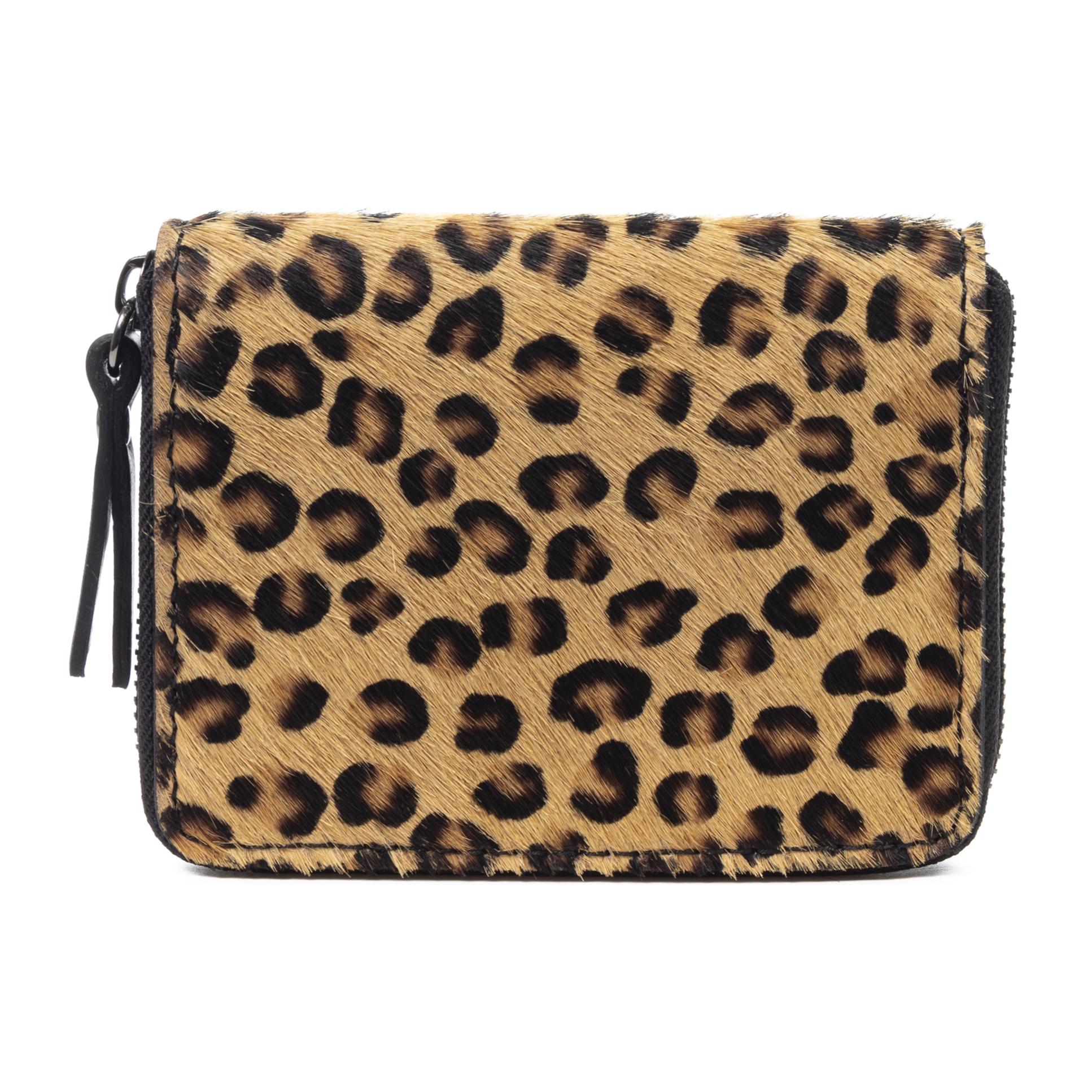 Onesta cartera mujer. Piel auténtica Cavallino leopardo.