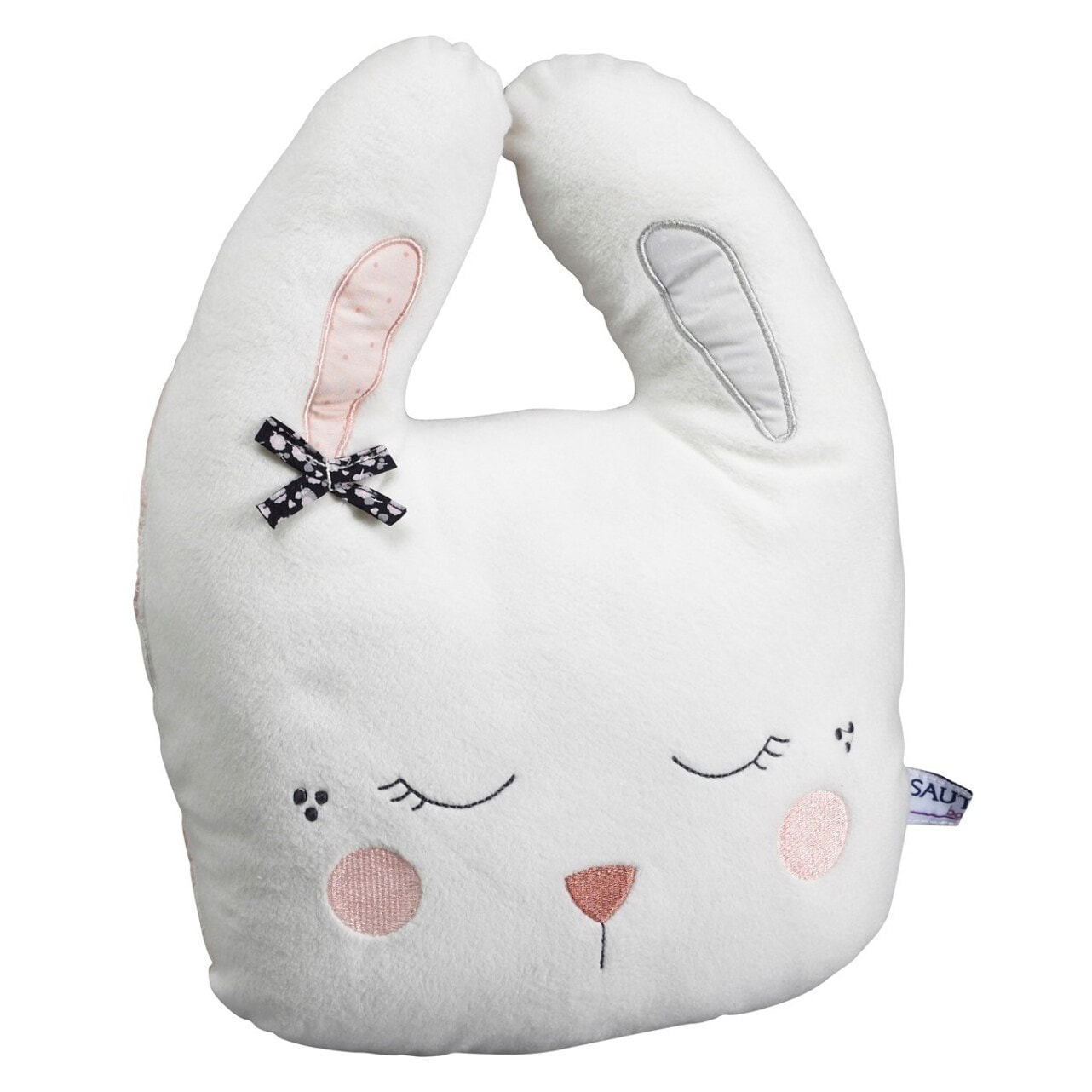 Coussin déco lapin 34x26cm en polyester blanc