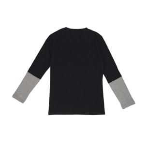 Camiseta infantil bicolor de manga larga con estampado Basic