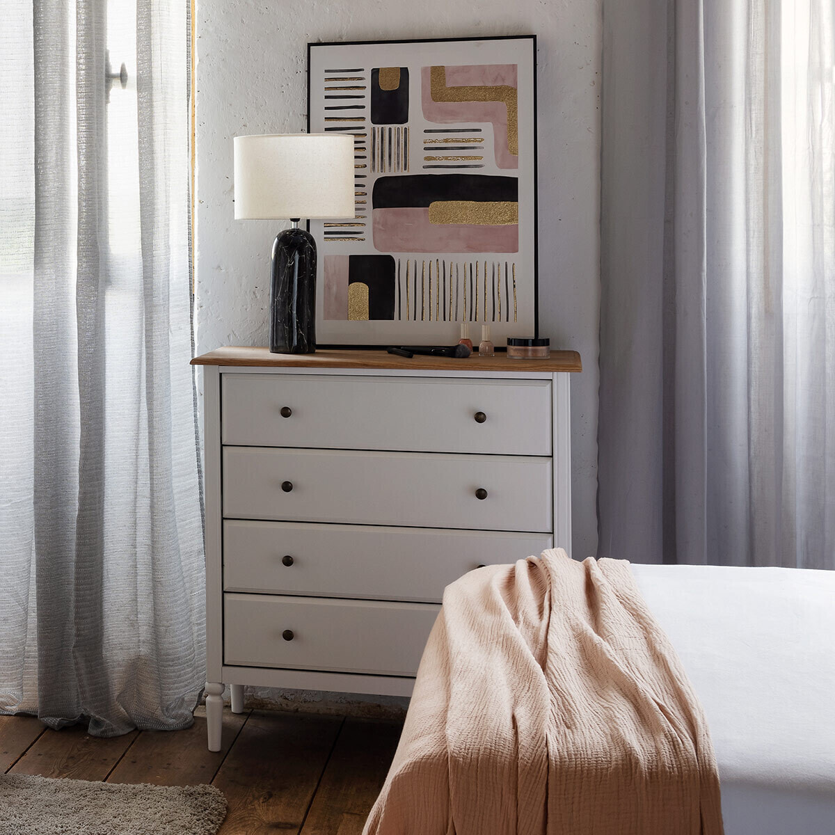 Commode "Solen" - blanc et bois