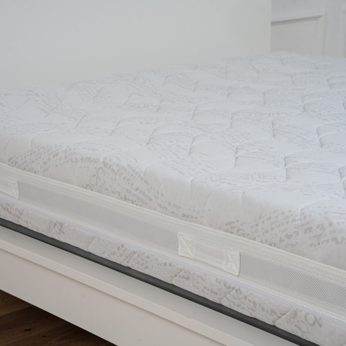 Materasso Una Piazza e Mezza Memory Foam 3 Strati Sfoderabile H26 Con Sottofedera Doppia ZIP Carbon 3D 120x190 (Antiacaro - Anallergico - Antibatterico - Ergonomico)