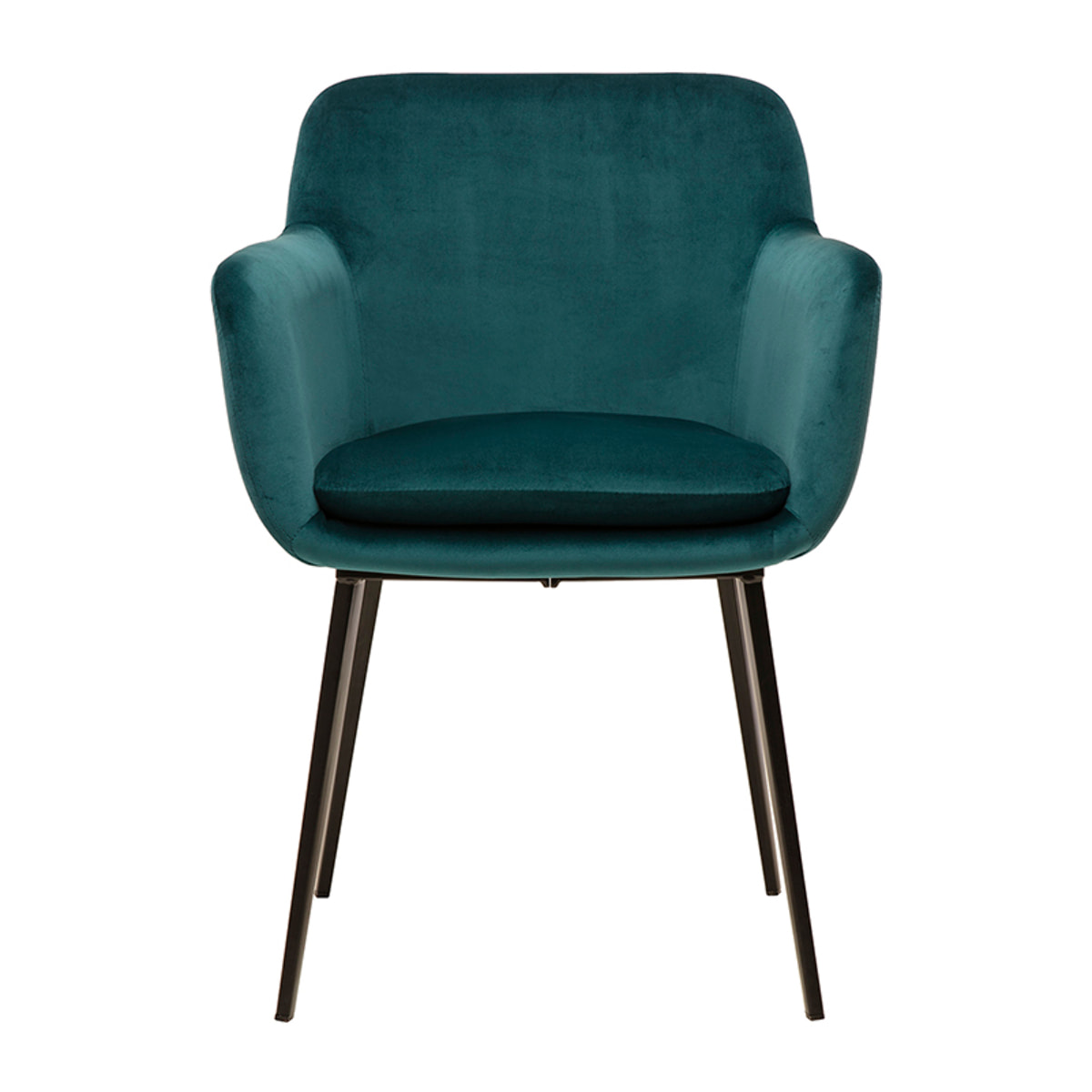 Chaises en tissu velours bleu pétrole et métal noir (lot de 2) AMIKA