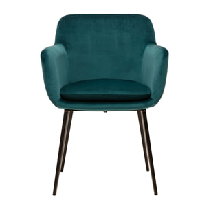 Chaises en tissu velours bleu pétrole et métal noir (lot de 2) AMIKA