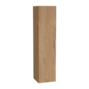 Set Mia ensemble meuble 59x61x39,5 cm avec miroir, lavabo et éclairage LED + armoire 145x35x35 cm, Chêne