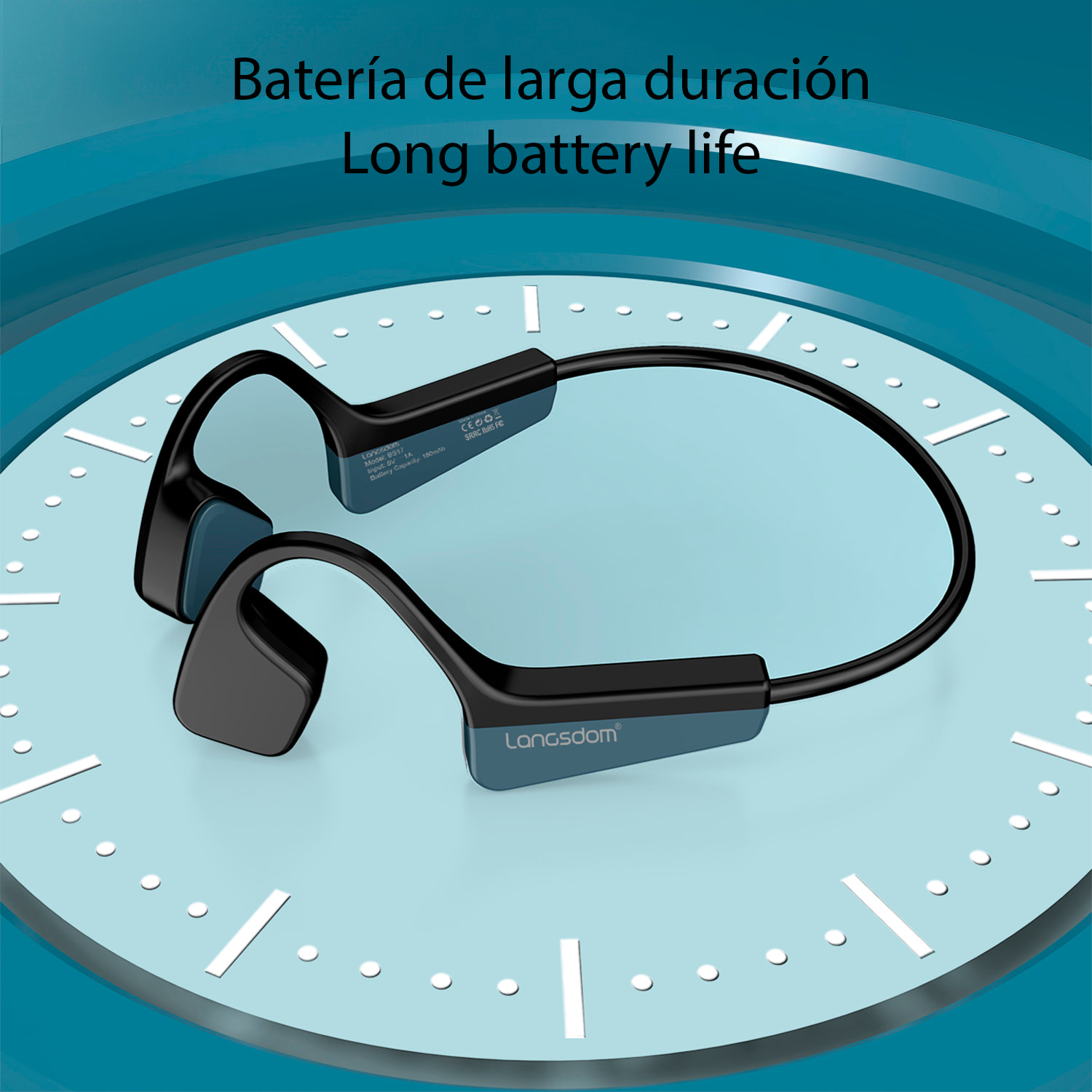 Cuffie sportive a conduzione ossea, Bluetooth 5.2, fino a 10 ore di autonomia. Massimo comfort, alta qualità del suono.