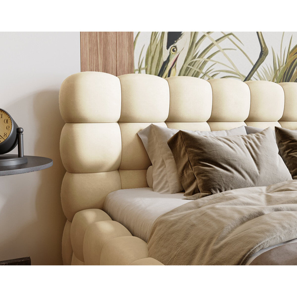 Darling - lit coffre - 140x200 cm - sommier inclus - en velours - Beige