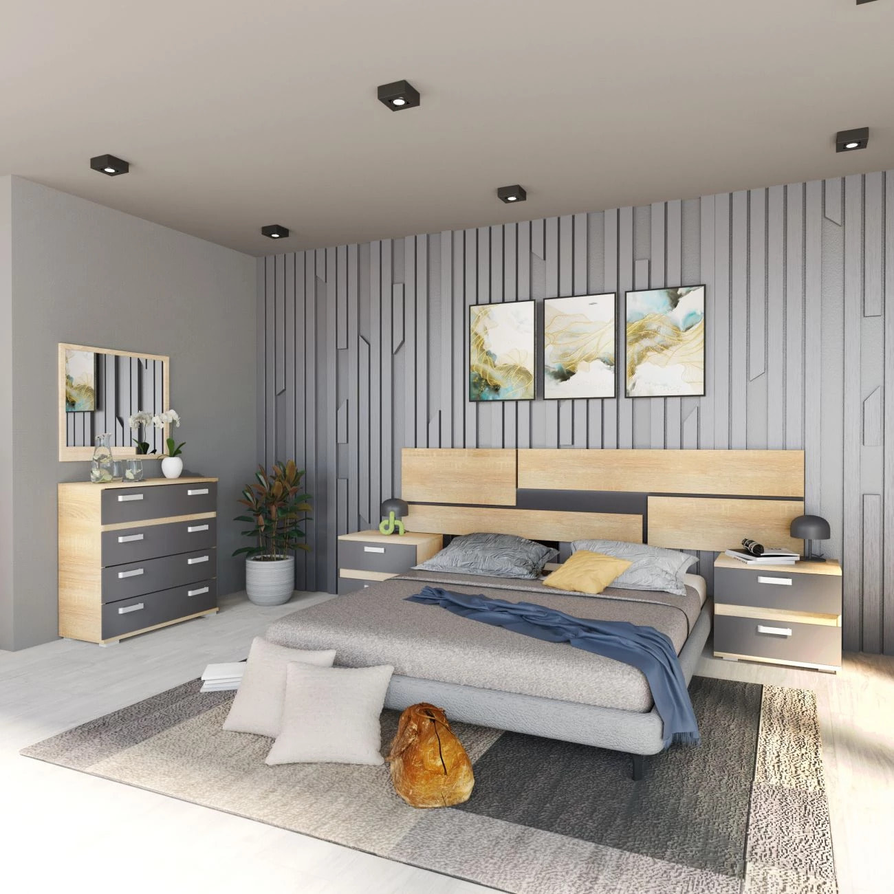 Dormitorio Ataneq Pure 4C Cambria - Grafito