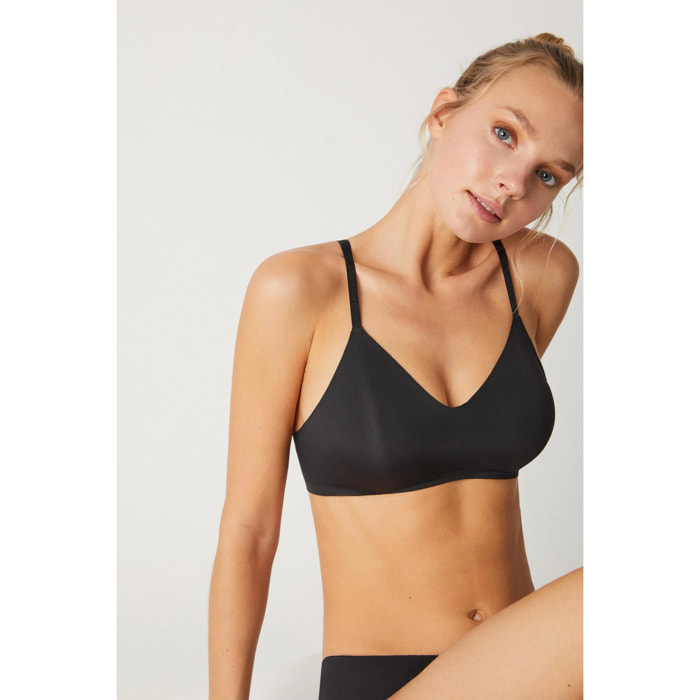Reggiseno push-up imbottito nero senza cuciture e senza ferretto
