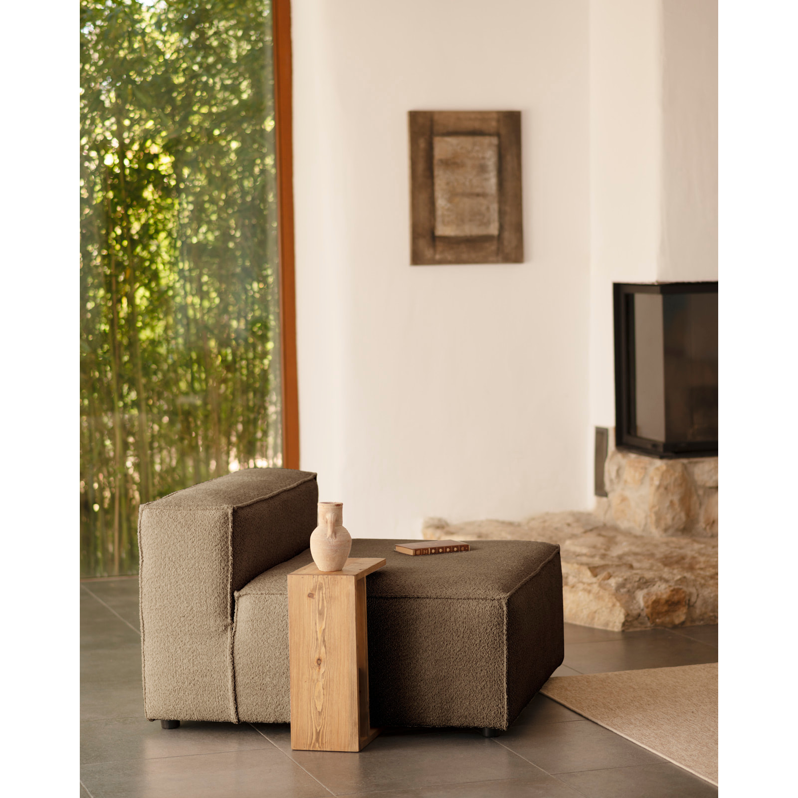 Fauteuil en bouclé couleur marron de 110x90cm Hauteur: 70 Longueur: 110 Largeur: 90