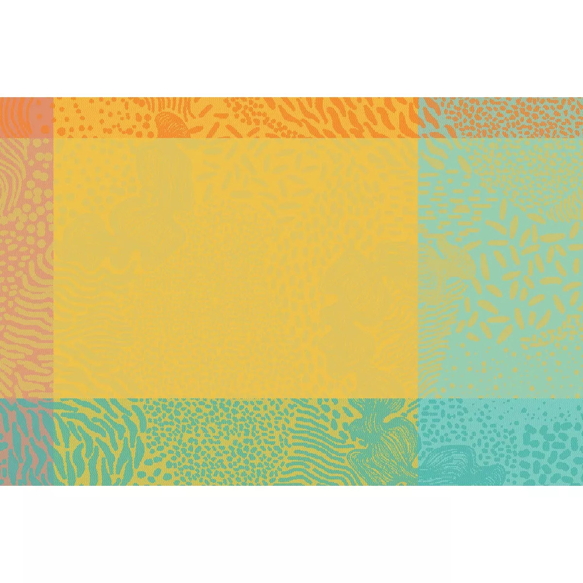 Set pur coton enduit motif jacquard Mille vagues exotique