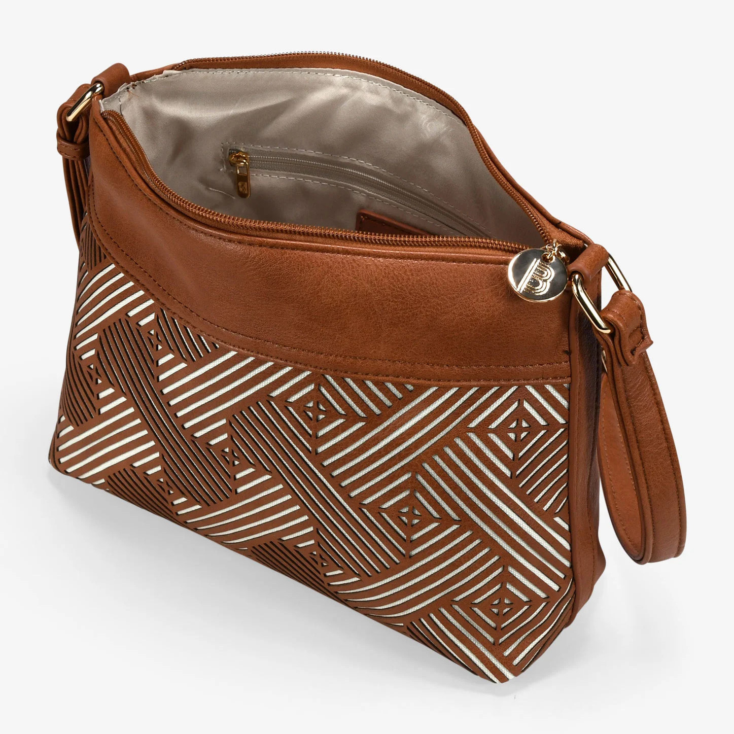 Bolso bandolera cuero con cremallera