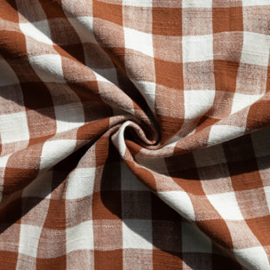Édredon réversible coton flammé motifs rayures et vichy LOURMARIN - Terracotta