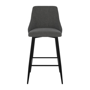 Lot de 2 chaises pour îlot central 66,5 cm en tissu gris foncé - Pipo