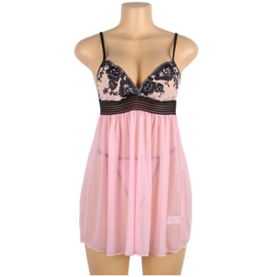 Babydoll de encaje con bordado