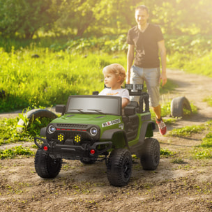 Coche Eléctrico para Niños de +3 Años Carro Eléctrico Infantil Todoterreno de Batería 12V con Mando a Distancia Ruedas Amortiguadas Faros LED Bocina Música Verde