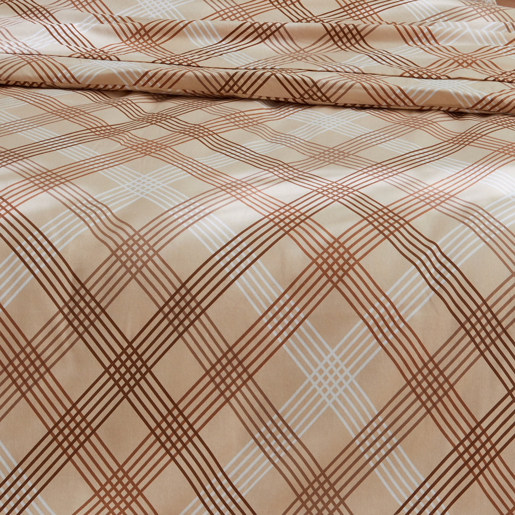 Parure de couette en flanelle au look graphique - Beige foncé