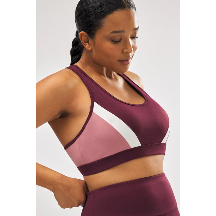Reggiseno sportivo color bordeaux con imbottitura rimovibile