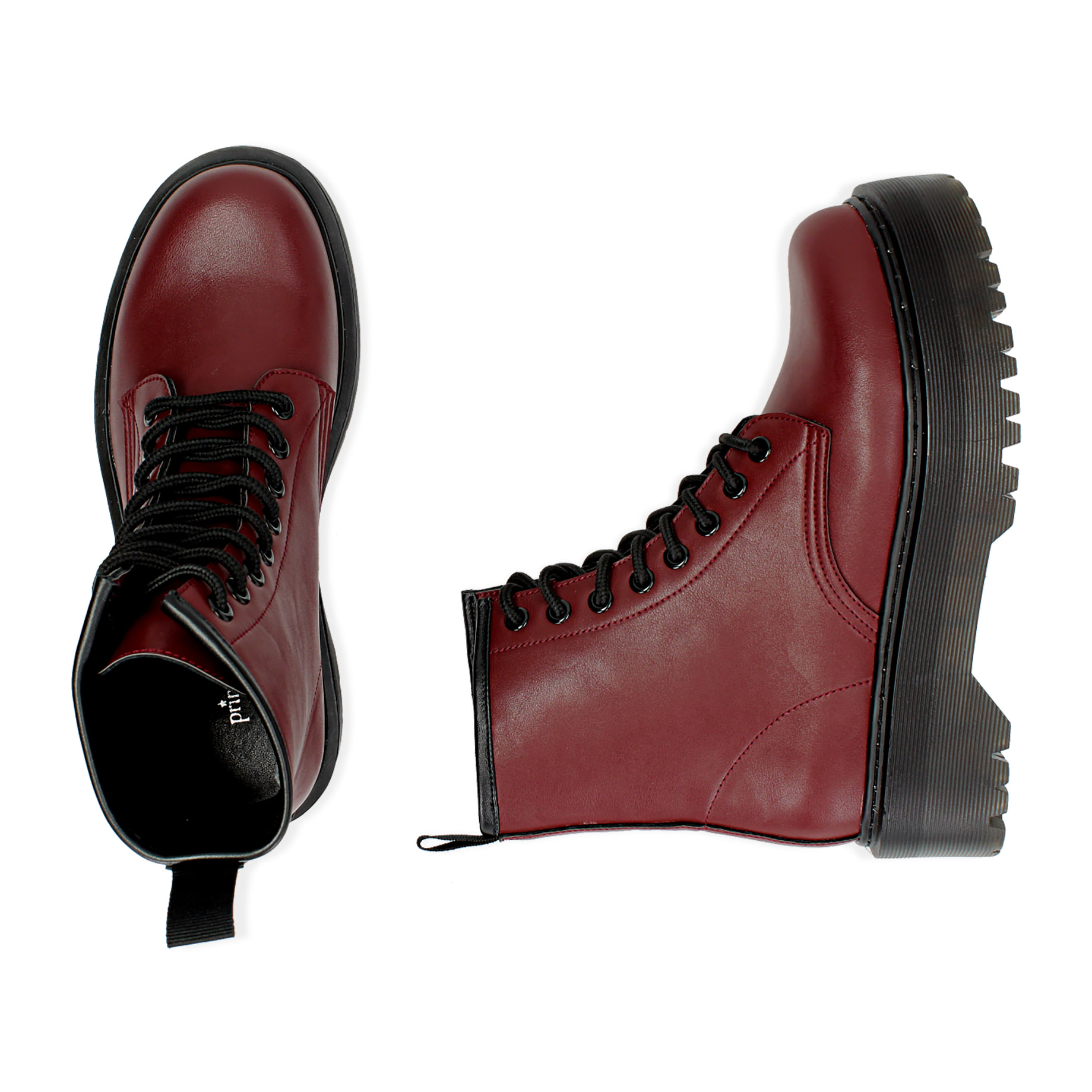 Botines de piel sintética burdeos, tacón 4,50 cm