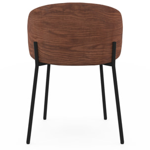 Chaises Poppy tissu taupe dossier effet noyer - lot de 4