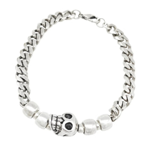 Pulsera cadena Skull 3D en plata chapado