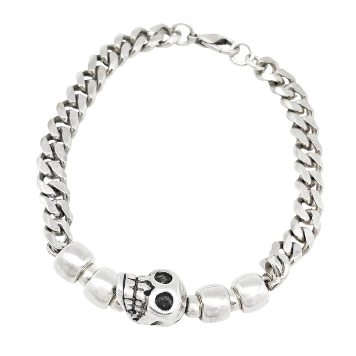 Pulsera cadena Skull 3D en plata chapado