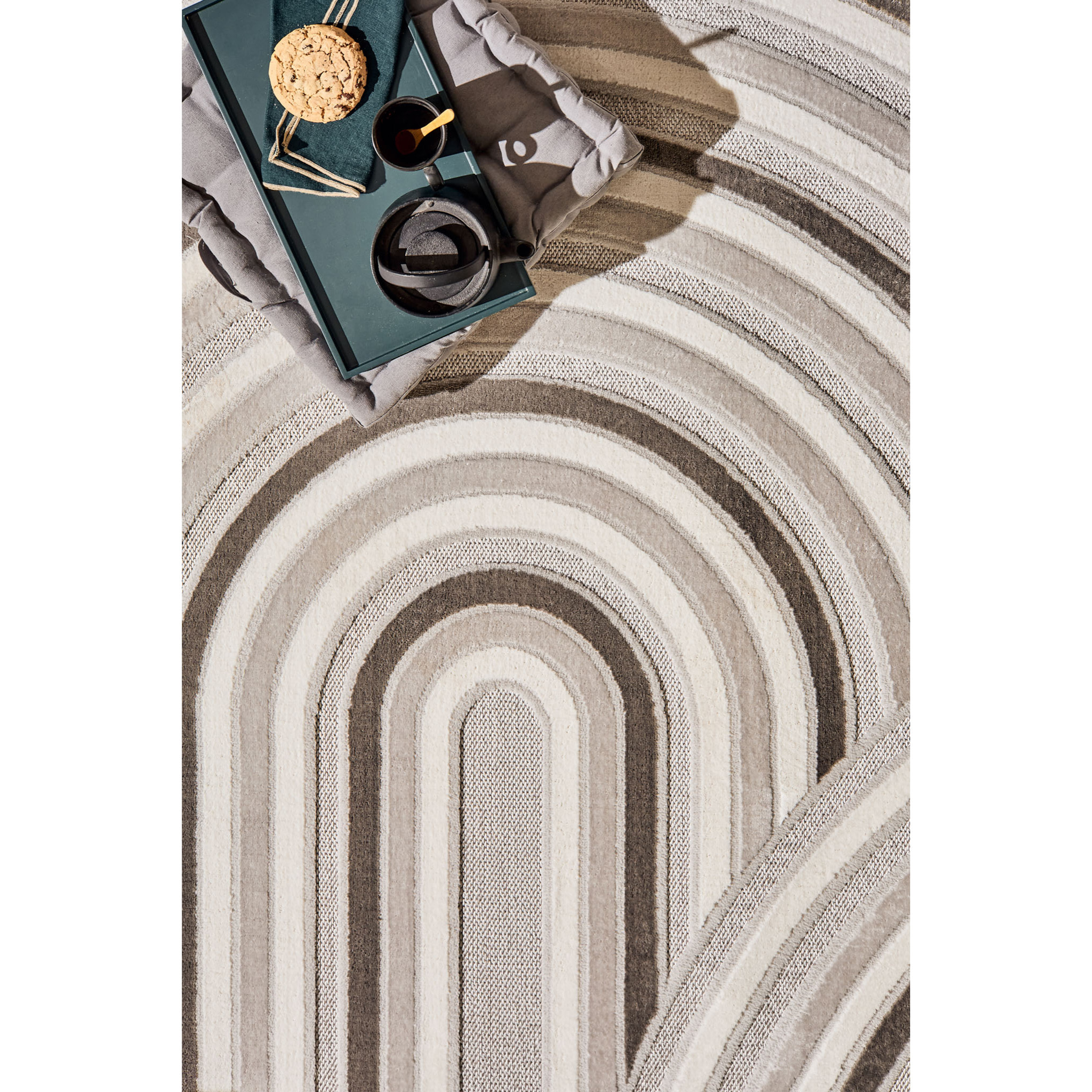 Tapis Loopin 312 gris 200x280 cm - Motif en relief - Indoor & Outdoor