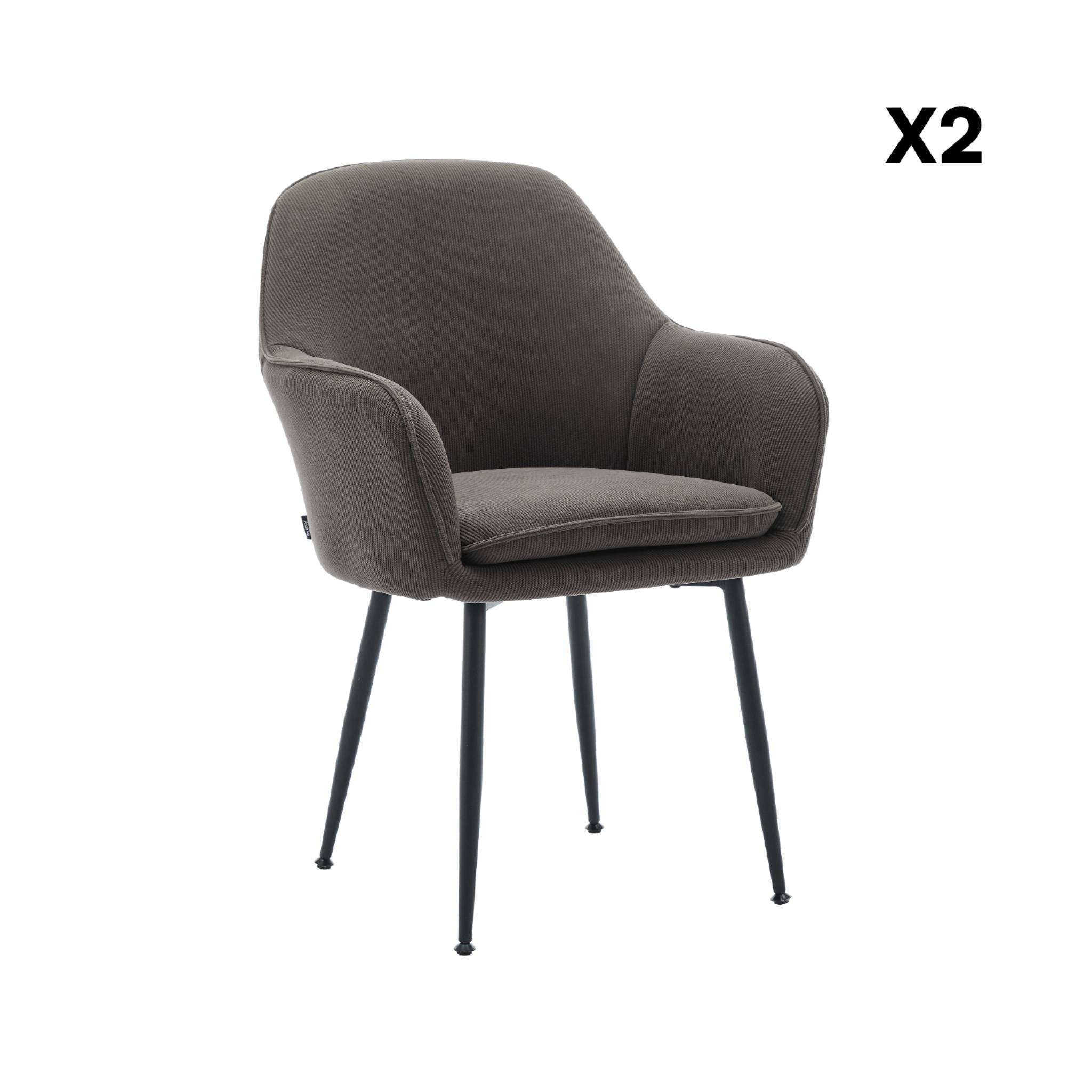 Fauteuil velours côtelé et pieds métal (lot de 2) SHELLA