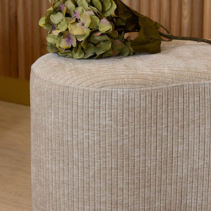 Banc en tissu bouclette beige et structure en bois CÔME