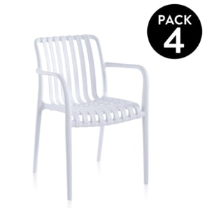 Pack 4 sillas de exterior Jamie Arm Blanco