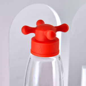 Botella de agua 500ml borosilicato tapa rojo de grifo