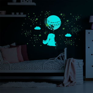 Sticker phosphorescent lumineux - LAPIN INDIEN ET SON BALLON MAGIQUE