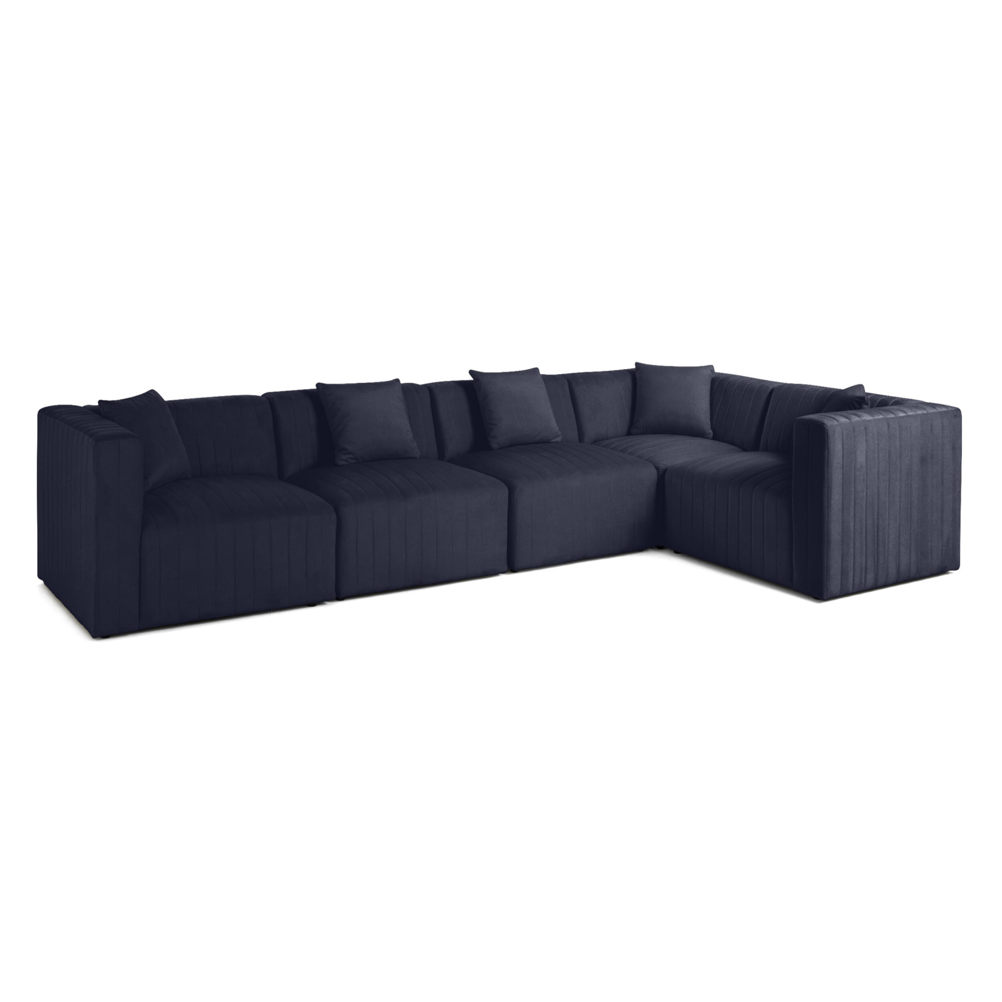 Nova - canapé modulable d'angle réversible - 6 places - en velours - Bleu marine