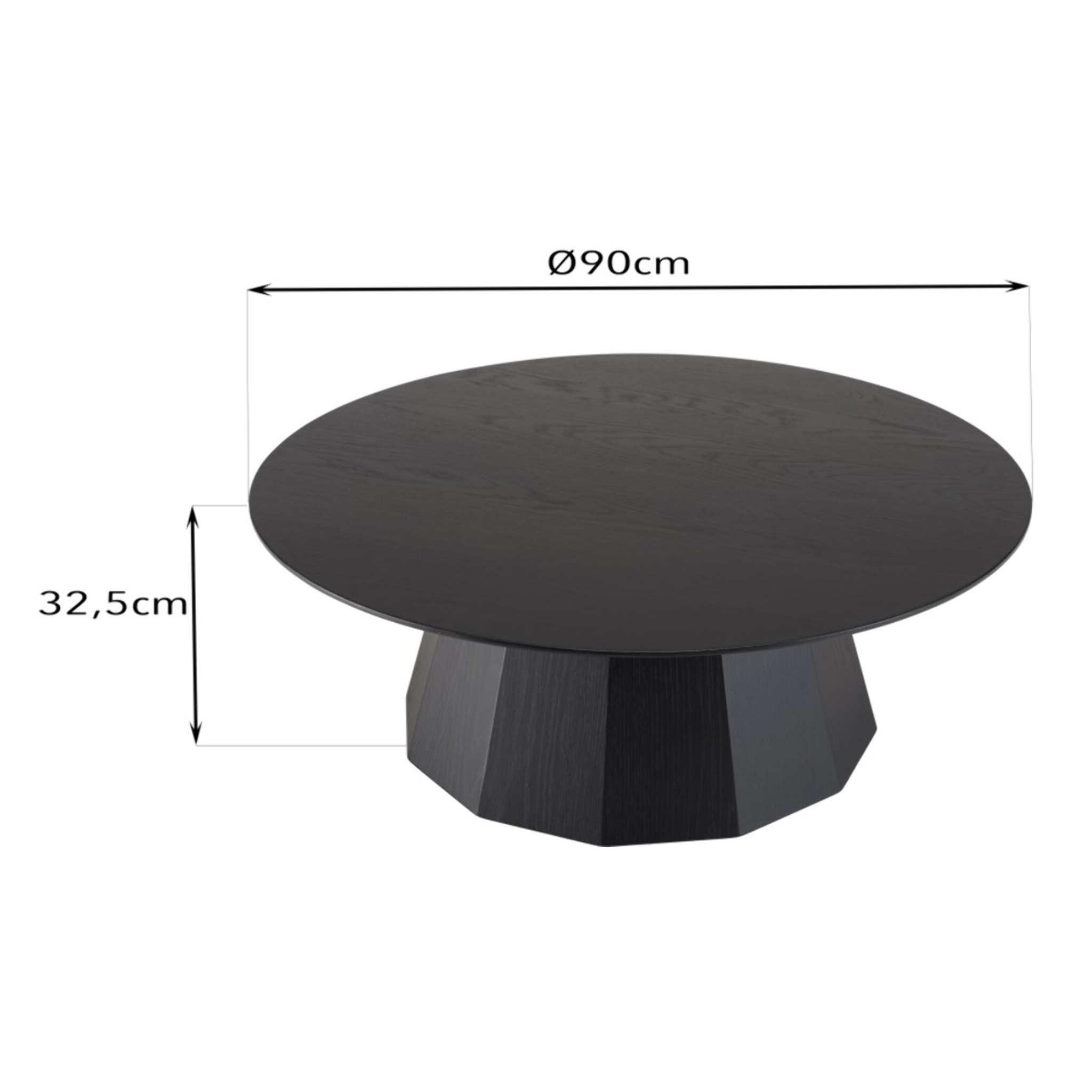 DALY - Table basse ronde noire 90x90cm