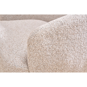 Fauteuil pivotant en tissu effet bouclette beige et métal noir BOWIE