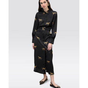 Abito in raso con stampa leopardata