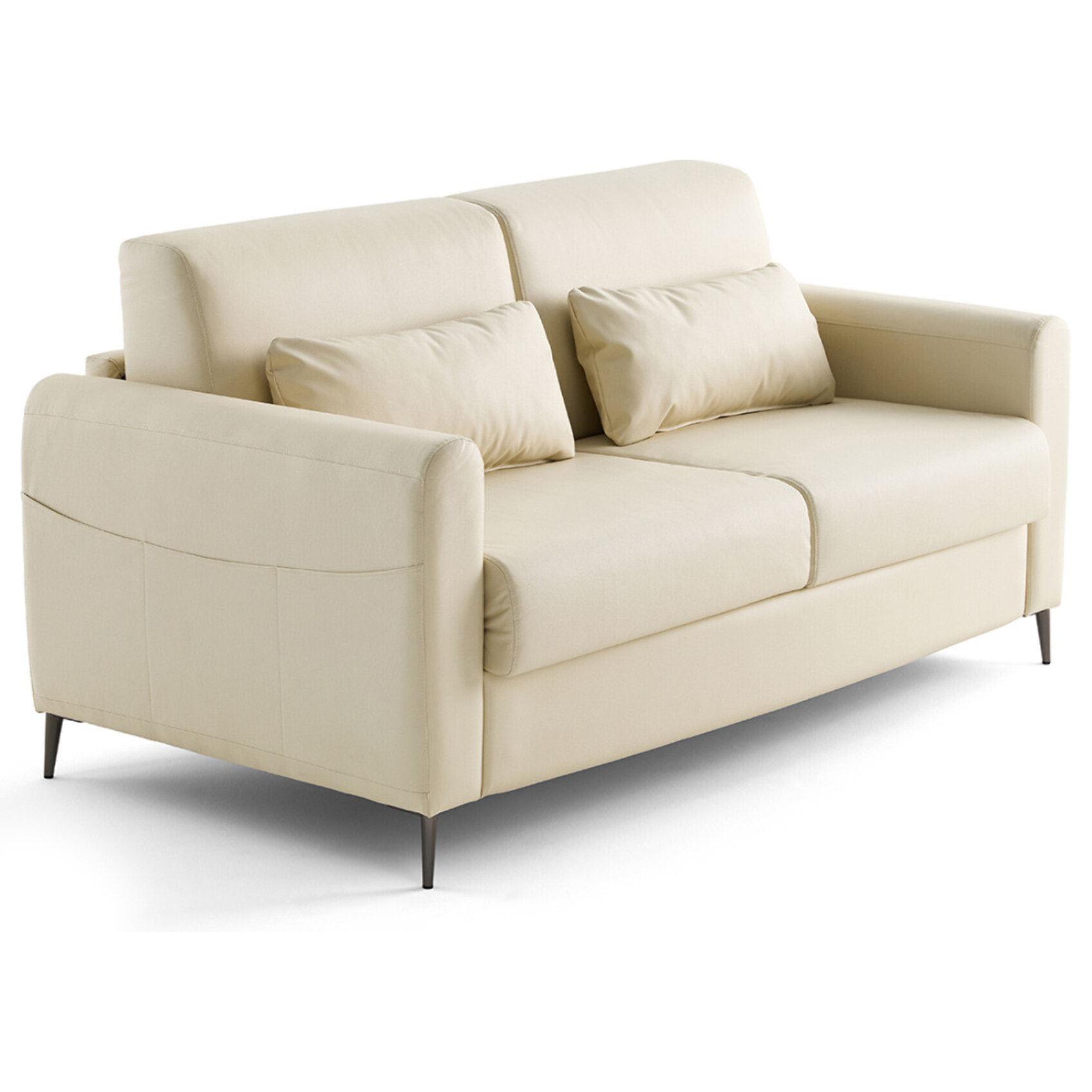Owen - canapé 3 places convertible couchage quotidien matelas 12 cm en simili - Beige