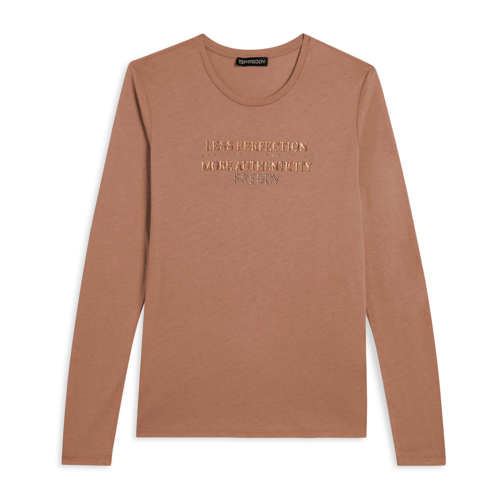 T-shirt donna manica lunga con grafica metallizzata