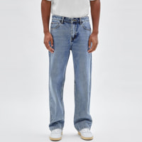 Jeans - coupe droite - 100% coton - bleu denim