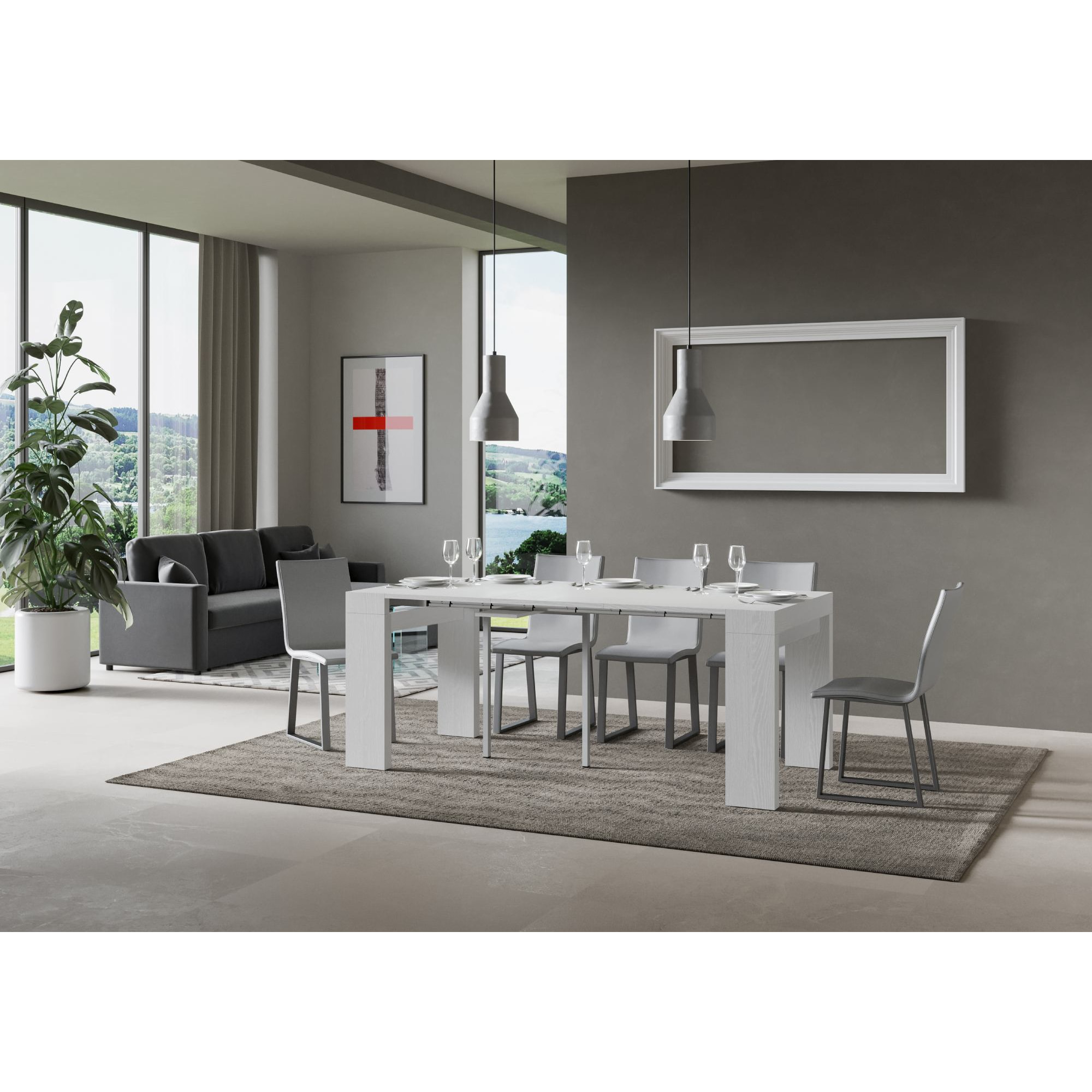 Console Roxell cm.90x42 (extensible à 300) Frêne Blanc