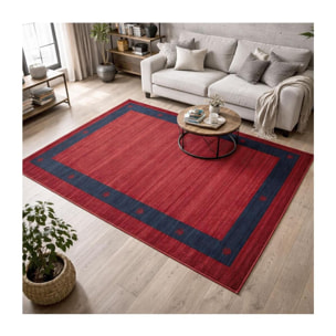 Tapis Caku, beige et rouge motif simple et élégant